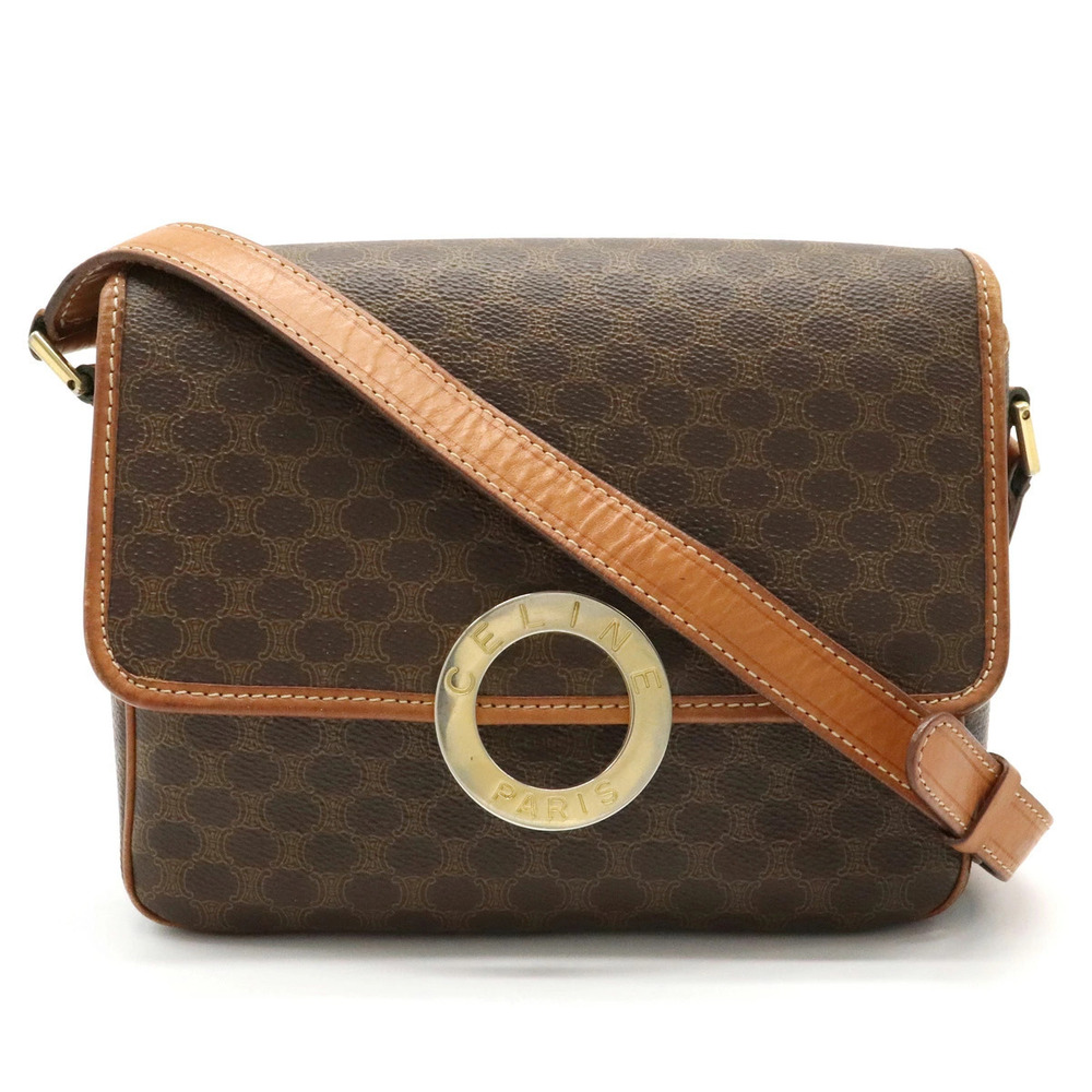 Celine Macadam Crossbody leather dark brown